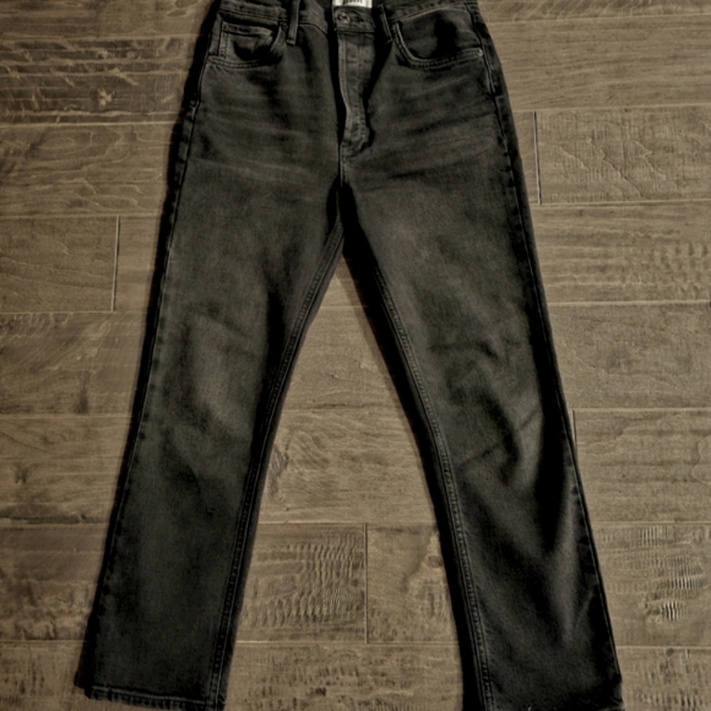 AGOLDE Los Angeles Light Black Women's Riley Straight Crop Jeans sz 25 - Picture 5 of 9